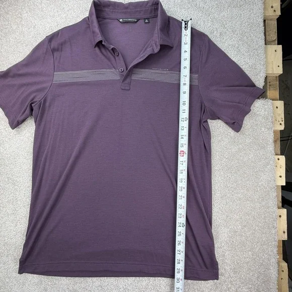 Travis Mathew Polo Shirt Mens XL Purple Short‎ Sleeve Striped Golf Green Lot - Picture 9 of 15